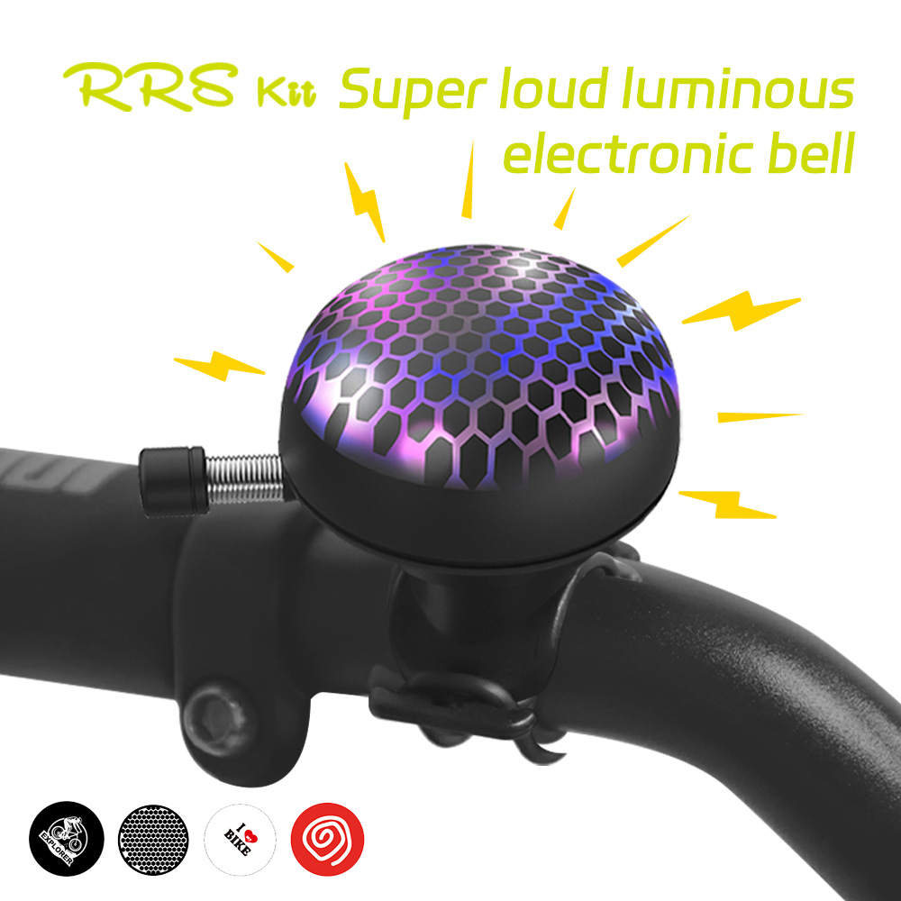 Bike Bell Electronic Loud Horn - Rrskit กระดิ่งจักรยานอิเล็กทรอนิกส์ แสงเรืองแสงสุดดัง แตรตกแต่งจักรยานเด็กอเนกประสงค์ อุปกรณ์ขี่จักรยานเสือหมอบ MTB