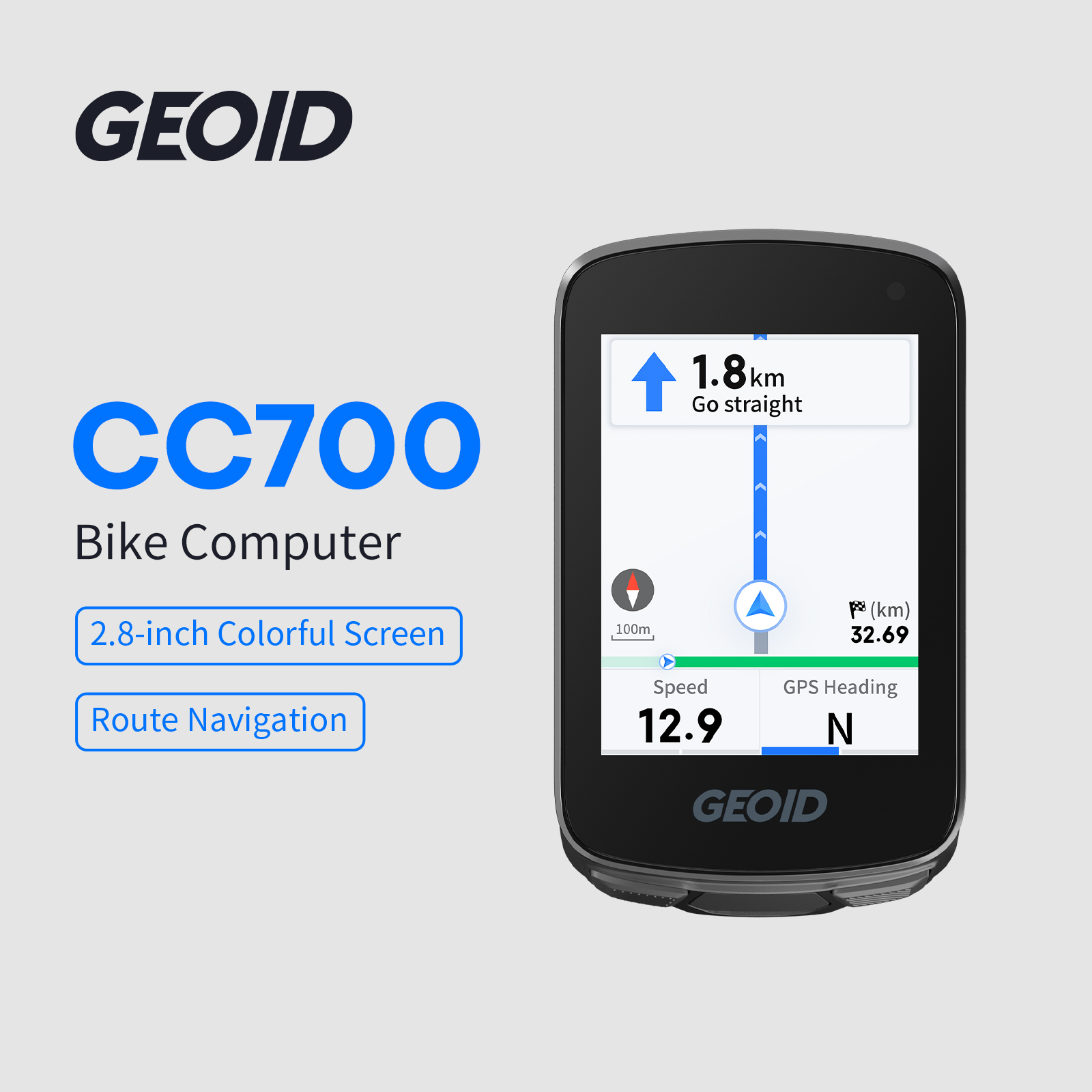 Cycling Computer Gps Wireless Color Screen - GEOID CC700 GPS คอมพิวเตอร์จักรยาน หน้าจอสี 2.8