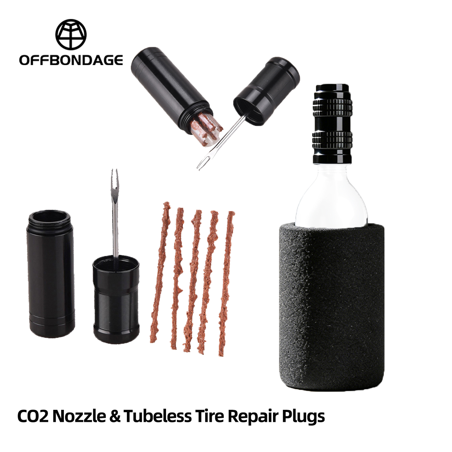 Co2 Tire Inflator Bike Repair - ปั๊มลมจักรยาน CO2 พร้อมชุดซ่อมยางแบบไม่มียางใน หัวเติมลมแบบ Schrader &