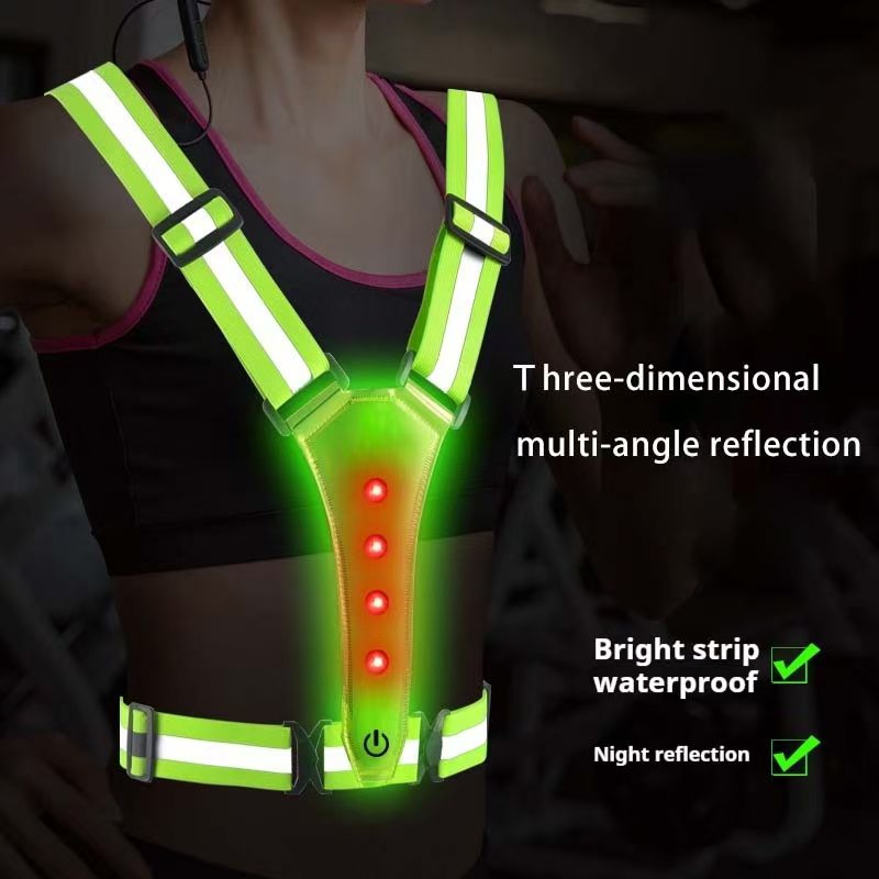 Reflective Cycling Vest High Visibility - เสื้อกั๊กวิ่ง LED สะท้อนแสง สายรัดสะท้อนแสง เสื้อผ้าสำหรับวิ่งกลางคืน ปั่นจักรยาน