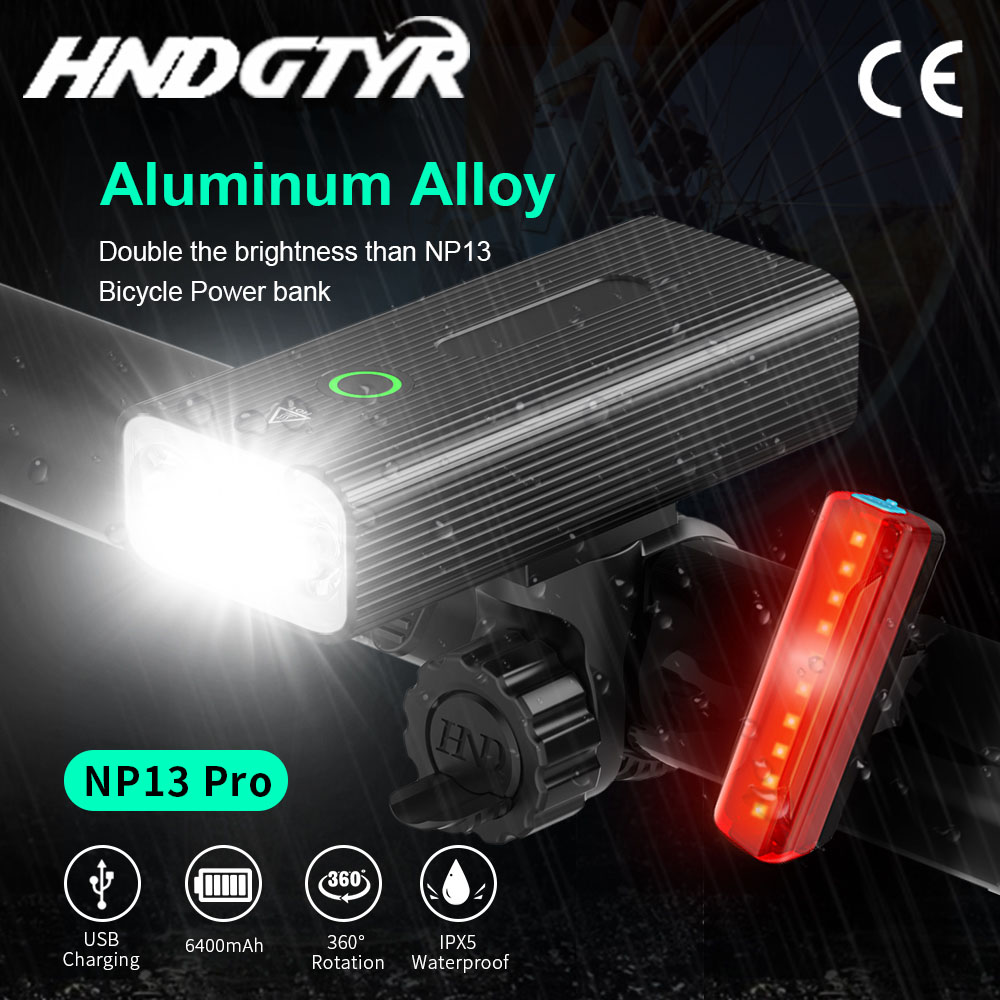 Bike Headlight 2000 Lumens Rechargeable - ไฟหน้าจักรยาน2000ลูเมน6400มิลลิแอมป์ต่อชั่วโมง L2 T6 LED ไฟหน้าและไฟท้ายรถจักรยานเสือภูเขากันน้ำชาร์จไฟได้ไฟฉายอุปกรณ์เสริม