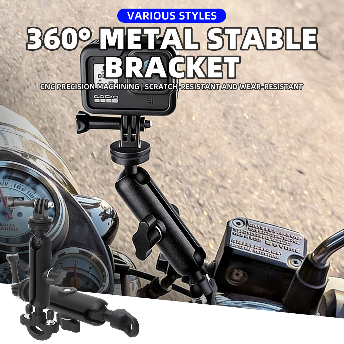 Action Camera Bike Mount Aluminum - ขายึดกล้องติดจักรยานยนต์/จักรยาน สำหรับ GoPro Hero Insta360 DJI