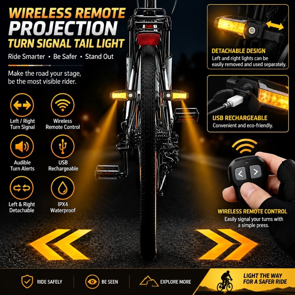 Turn Signal Bike Light Wireless Remote - ไฟท้ายจักรยานแบบไร้สาย ควบคุมด้วยรีโมท กันน้ำ พร้อมไฟเลี้ยว ไฟ LED