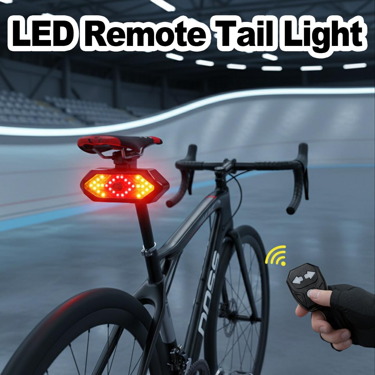 Turn Signal Bike Light Wireless Remote - ไฟท้ายจักรยานแบบไร้สายพร้อมไฟเลี้ยว ชาร์จผ่านพอร์ต Type-C ไฟเตือนจักรยานพร้อมรีโมทสำหรับการขี่จักรยานกลางแจ้ง