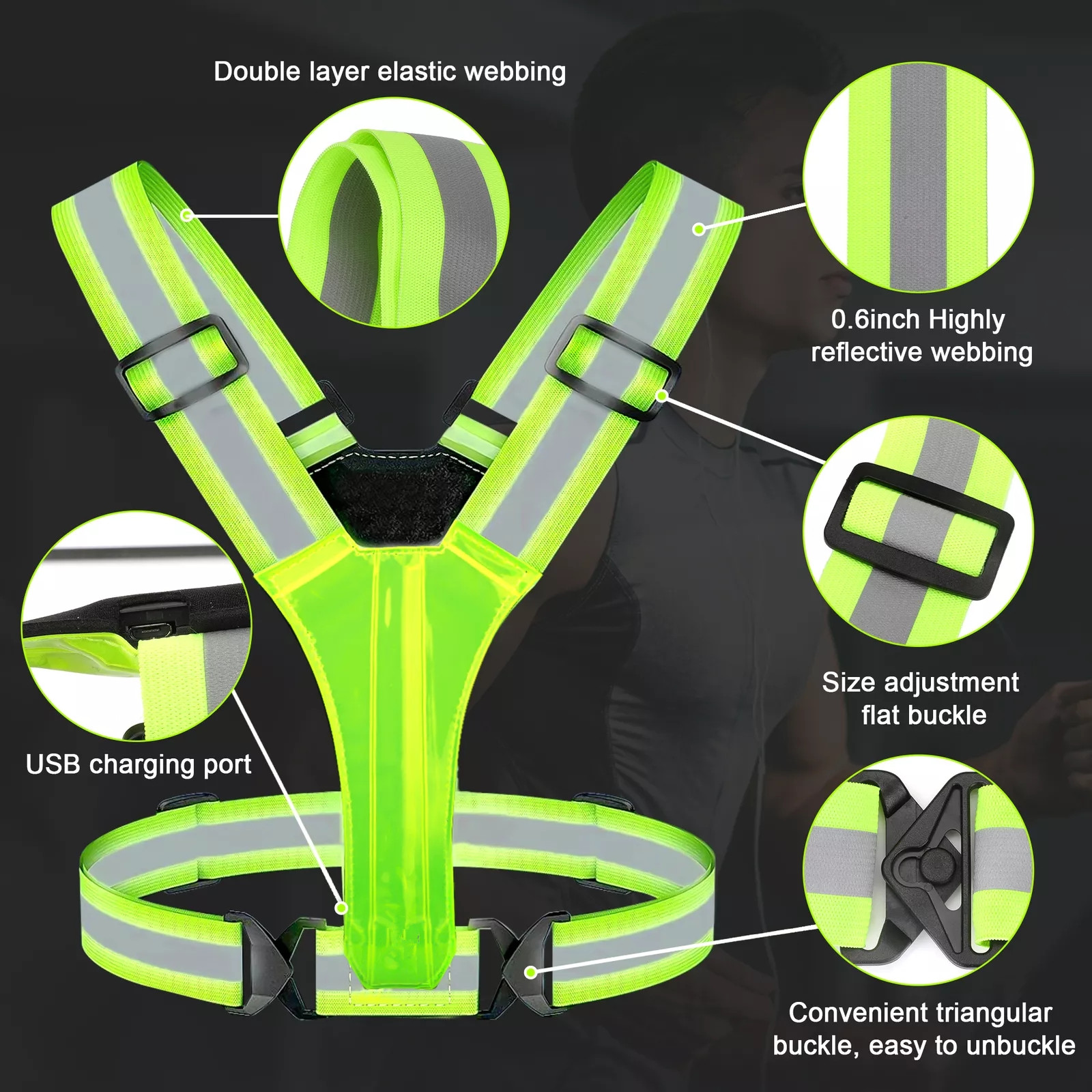 เสื้อกั๊กสะท้อนแสง LED พร้อมโห - Reflective Cycling Vest High Visibility บทวิจารณ์และราคา