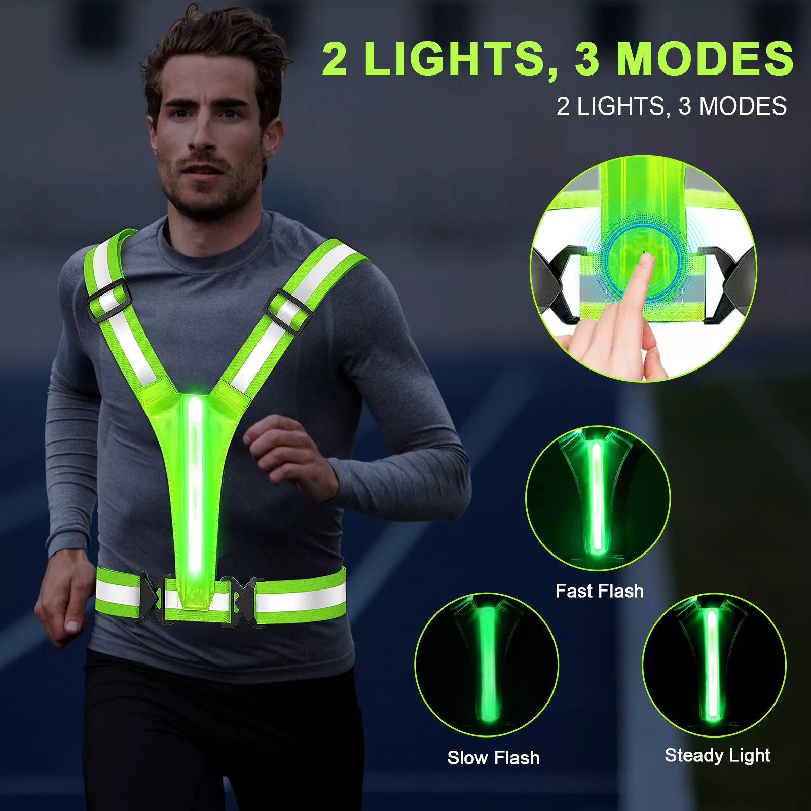 เสื้อกั๊กสะท้อนแสง LED พร้อมโห - Reflective Cycling Vest High Visibility บทวิจารณ์และราคา