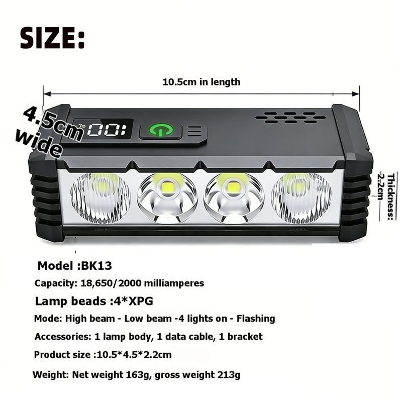 ไฟจักรยาน NALFI-USB แบบชาร์จไฟ - Bike Headlight 2000 Lumens Rechargeable บทวิจารณ์และราคา