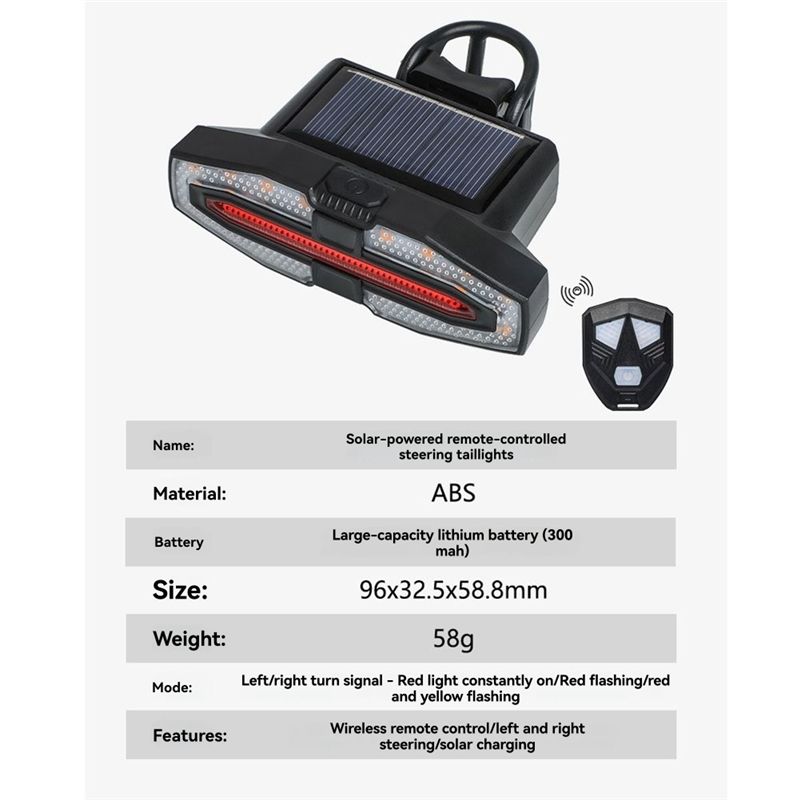 ไฟท้ายจักรยานพลังงานแสงอาทิตย์ - Turn Signal Bike Light Wireless Remote บทวิจารณ์และราคา