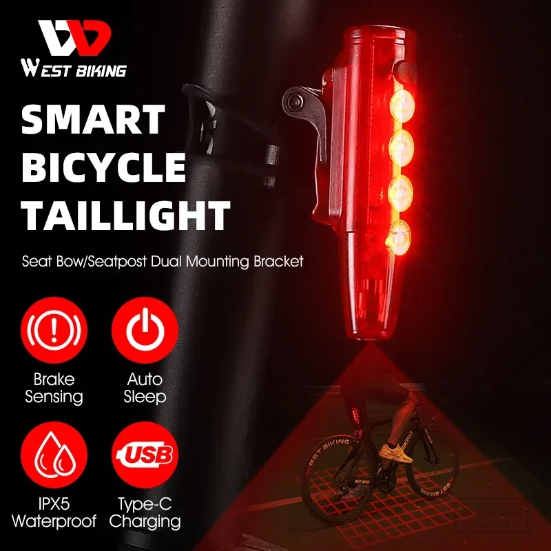 WEST BIKING สมาร์ทจักรยานไฟท้า - Smart Bike Brake Sensor Rear Light บทวิจารณ์และราคา