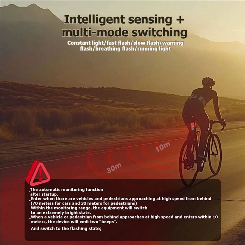 ไฟท้ายจักรยานแบบชาร์จ USB รุ่น - Cycling Radar Tail Light Rear Warning บทวิจารณ์และราคา