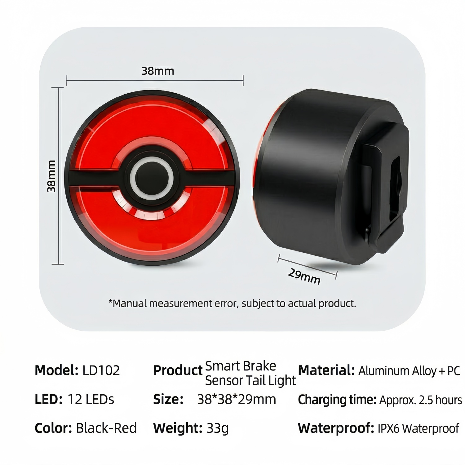 ไฟท้ายจักรยานพร้อมเซ็นเซอร์เบร - Smart Bike Brake Sensor Rear Light บทวิจารณ์และราคา