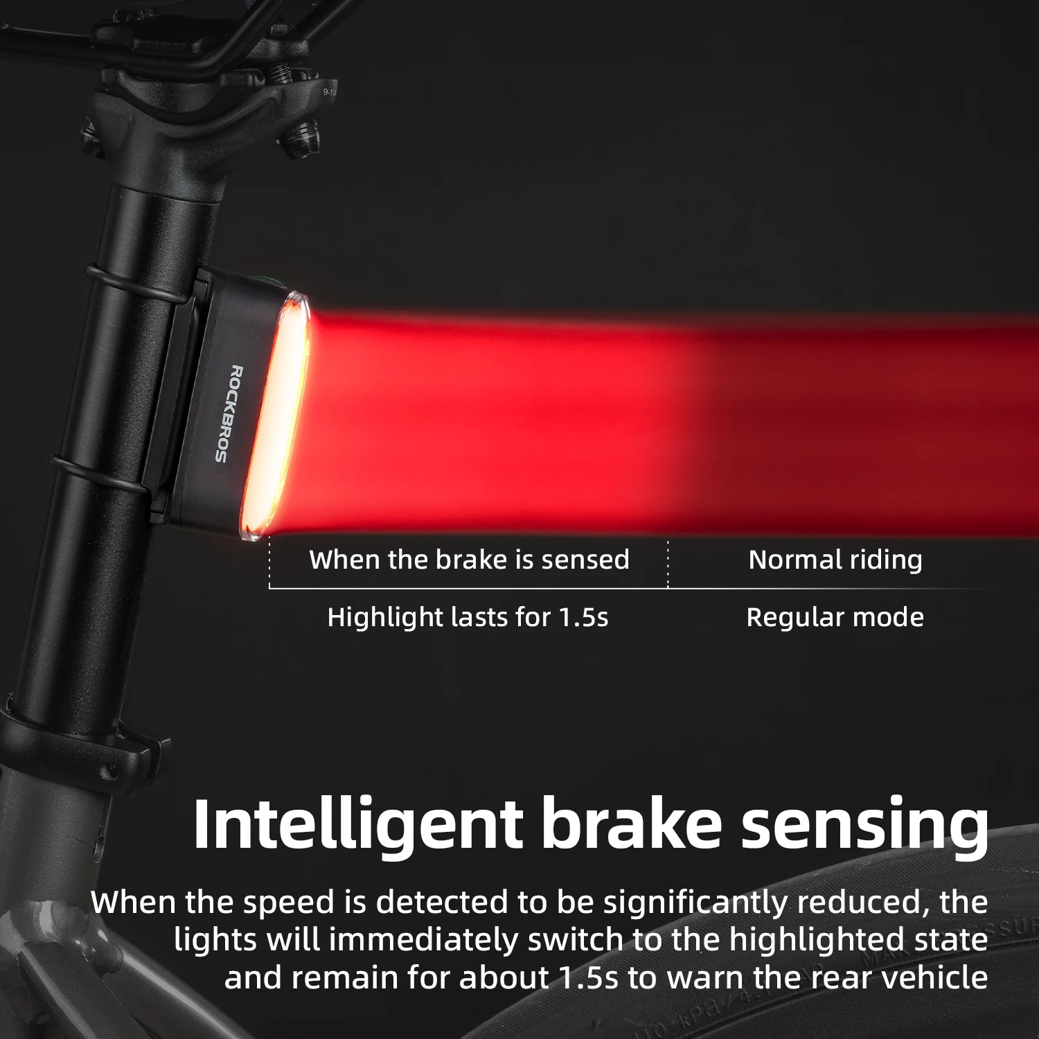 ROCKBROS ไฟท้ายจักรยานแม่เหล็ก - Smart Bike Brake Sensor Rear Light บทวิจารณ์และราคา