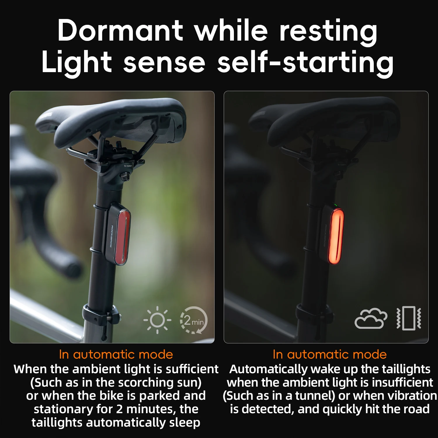 ROCKBROS ไฟท้ายจักรยานแม่เหล็ก - Smart Bike Brake Sensor Rear Light บทวิจารณ์และราคา
