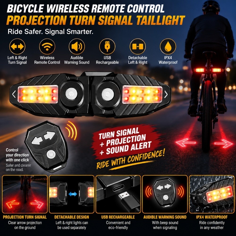 ไฟท้ายจักรยานแบบไร้สาย ควบคุมด - Turn Signal Bike Light Wireless Remote บทวิจารณ์และราคา
