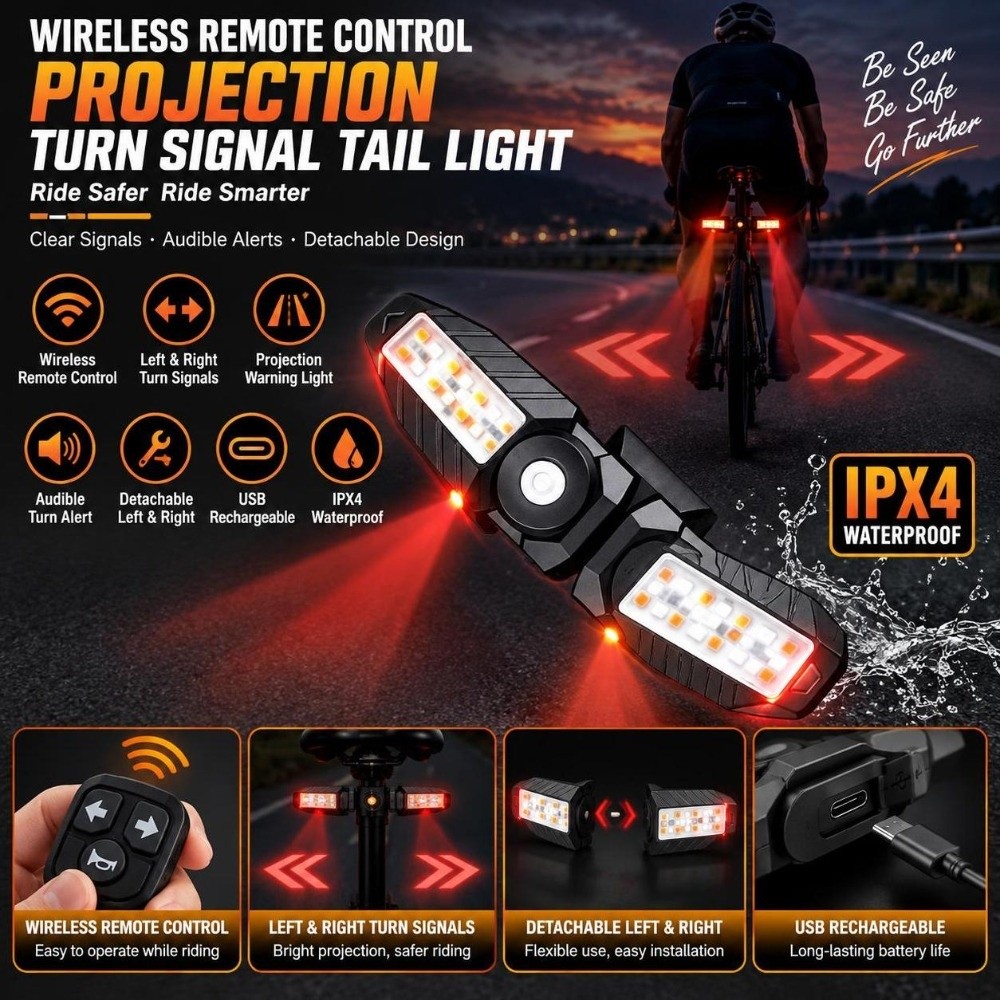 ไฟท้ายจักรยานแบบไร้สาย ควบคุมด - Turn Signal Bike Light Wireless Remote บทวิจารณ์และราคา