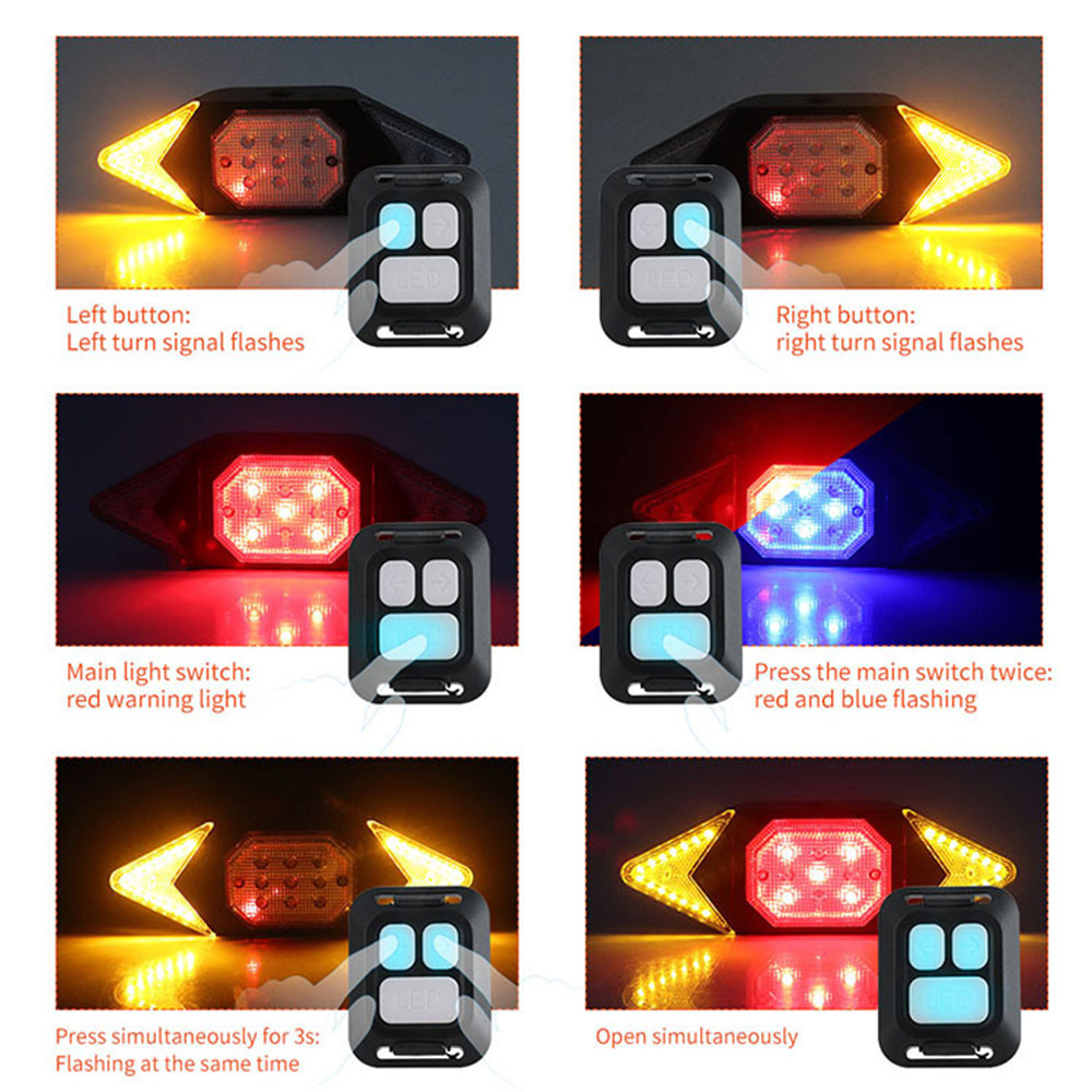 ไฟท้ายจักรยานไฟเลี้ยว USB ไฟท้ - Turn Signal Bike Light Wireless Remote บทวิจารณ์และราคา